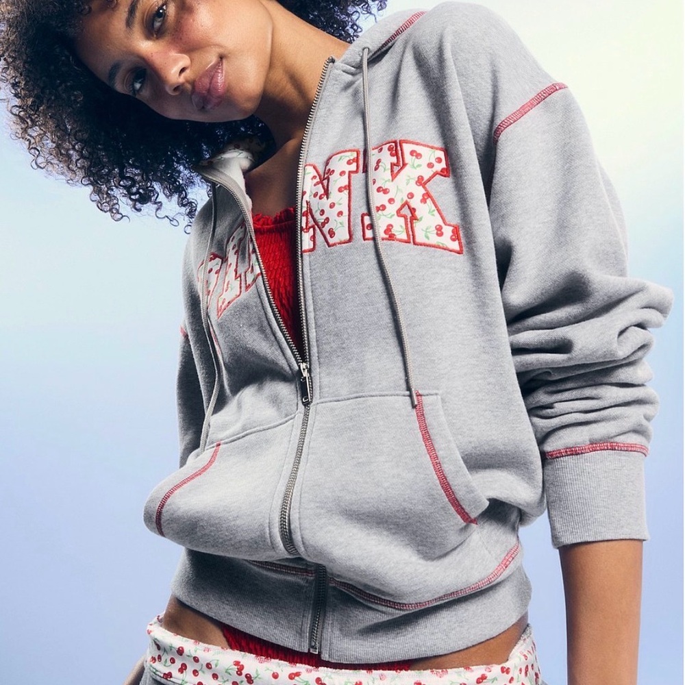 PINK By Frankie’s Bikinis Gray Zip up hoodie BNWT Size XL